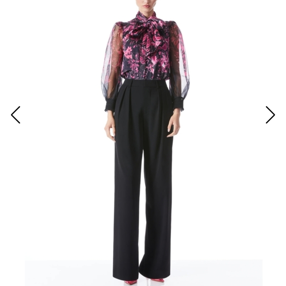 NEW! Alice + olivia BRENTLEY TIE NECK BLOUSON SLEEVE BLOUSE - Picture 4 of 12